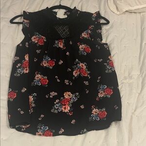 Lily White Black Floral Blouse